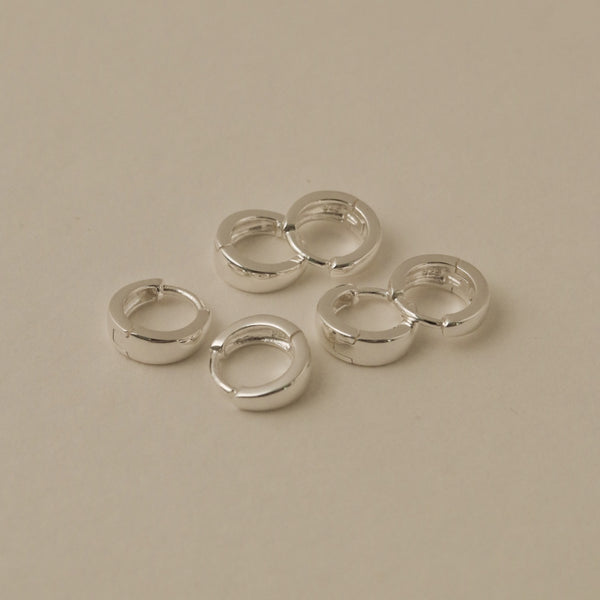925 Silver Minimalist Sleek Huggie Earrings