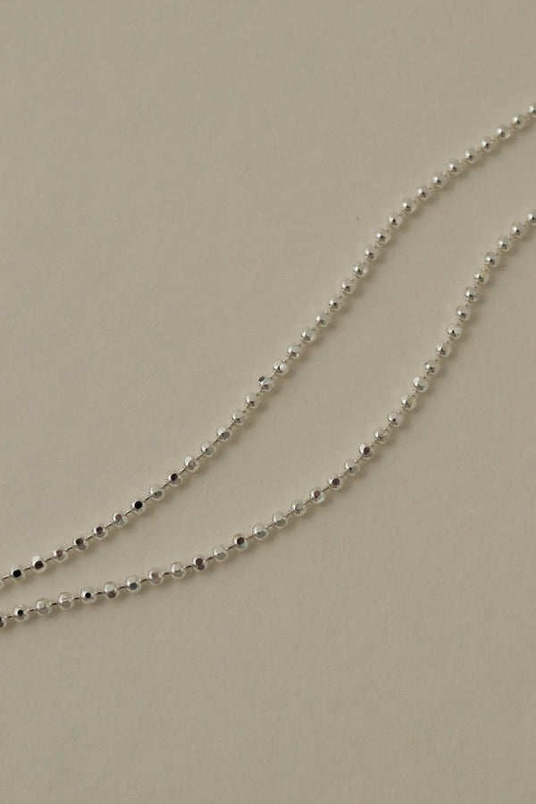 925 Silver Faceted Beads Chain Necklace 16"•18"