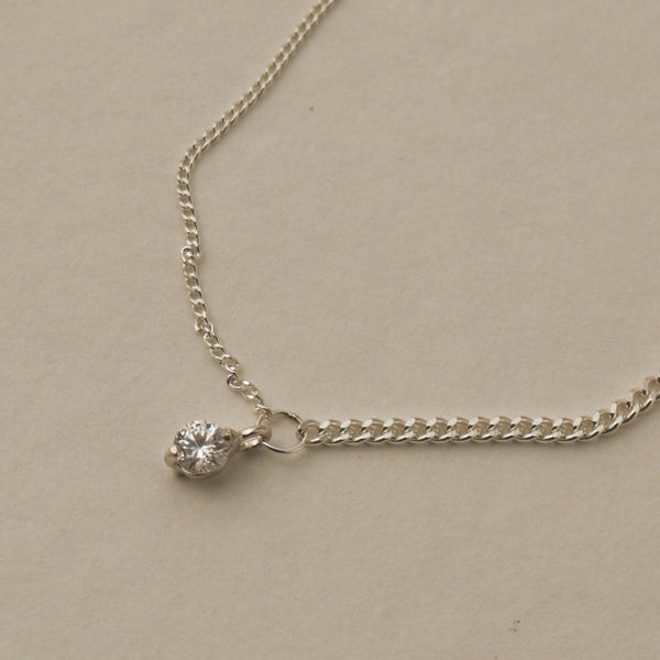 925 Silver Cubic Zirconia Flat Link Chain Bracelet