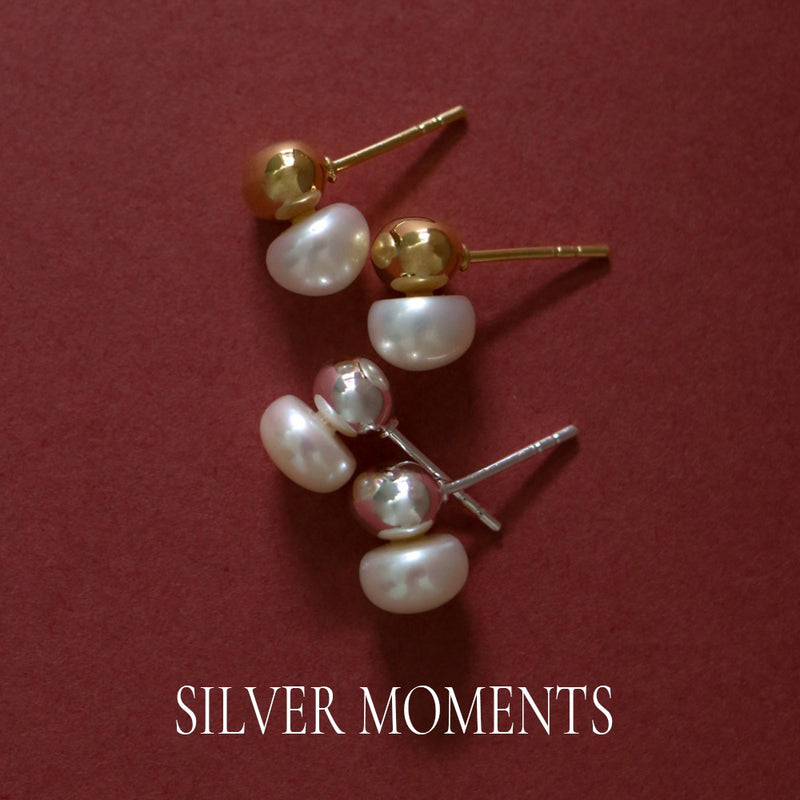 925 Silver Ovalé Pearl Earrings, 14K Yellow Gold Vermeil