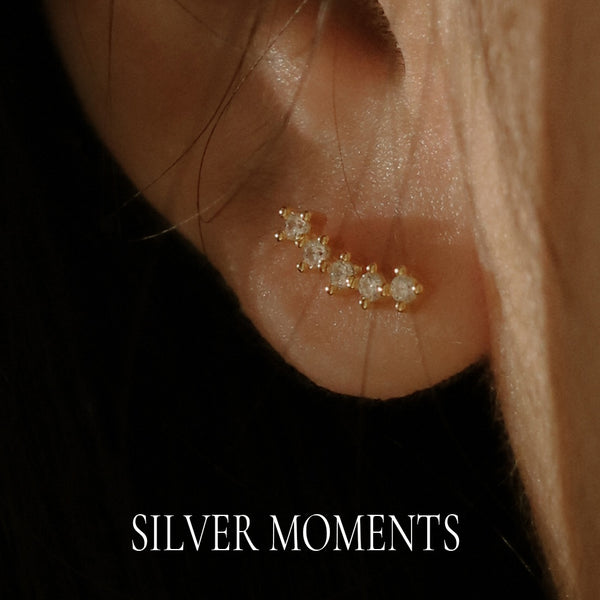 925 Silver Curvia Stud Earrings, 14K Yellow Gold Vermeil