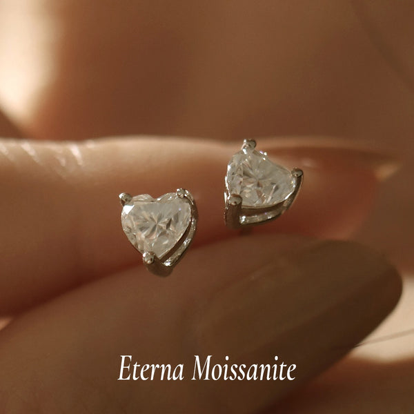 925 Silver Aria Heart Moissanite Earrings