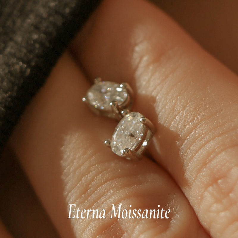 925 Silver Ovella Moissanite Earrings