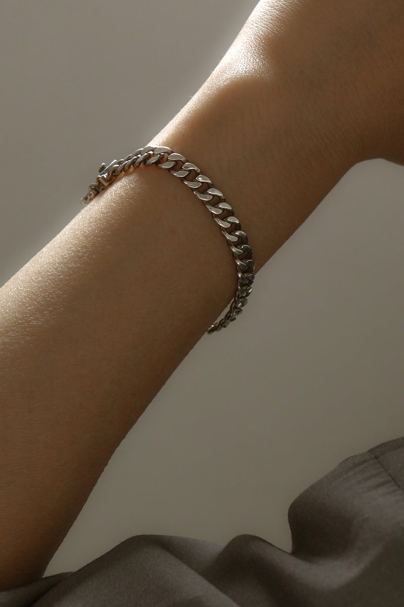 925 |Handcrafted| Flat Link Chain Bracelet