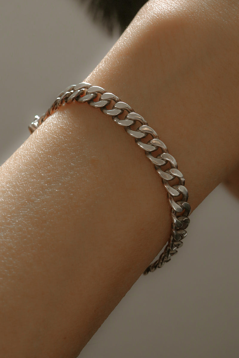 925 |Handcrafted| Flat Link Chain Bracelet