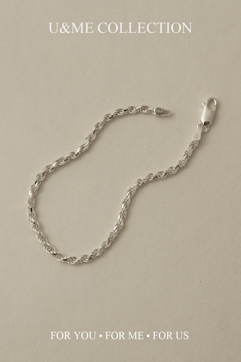 925 Silver |ITALY| Rope Chain Bracelet