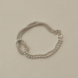925 Silver Beaded Reef Knot Bracelet