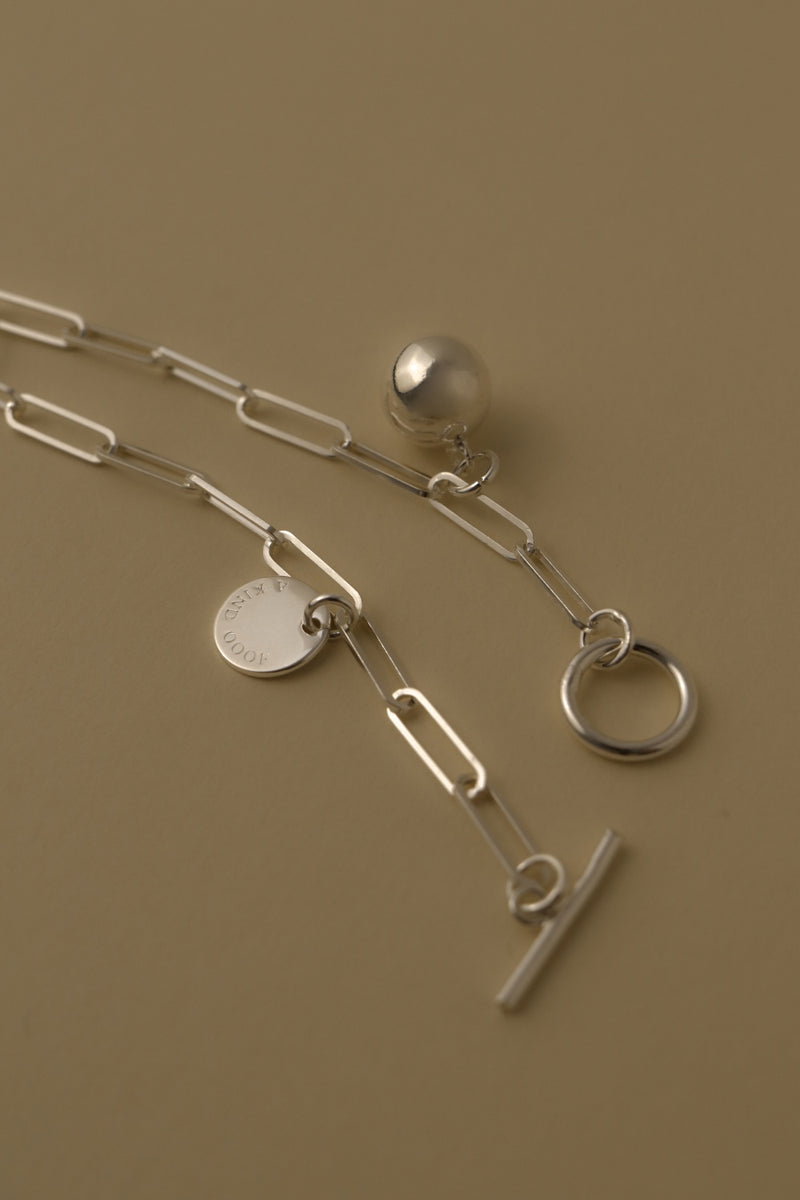 925 Silver Spherical Paper Clip Bracelet