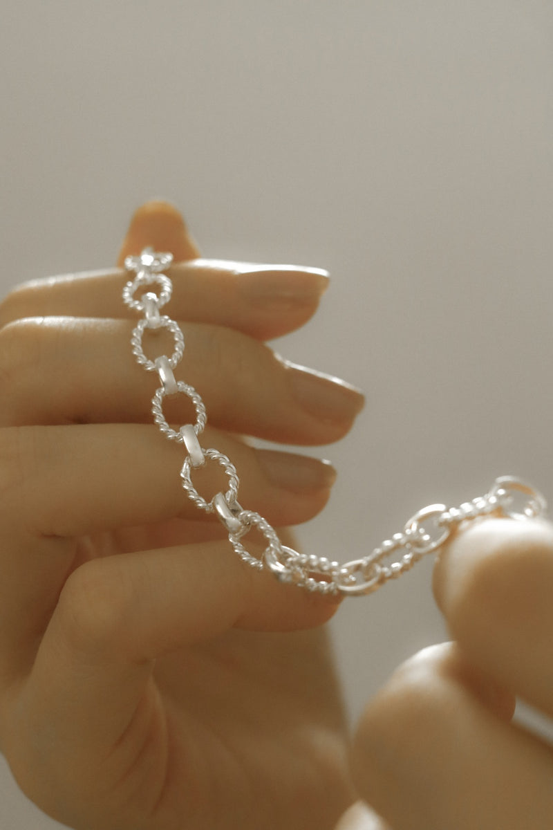 925 Silver Duo Chain Links Bracelet