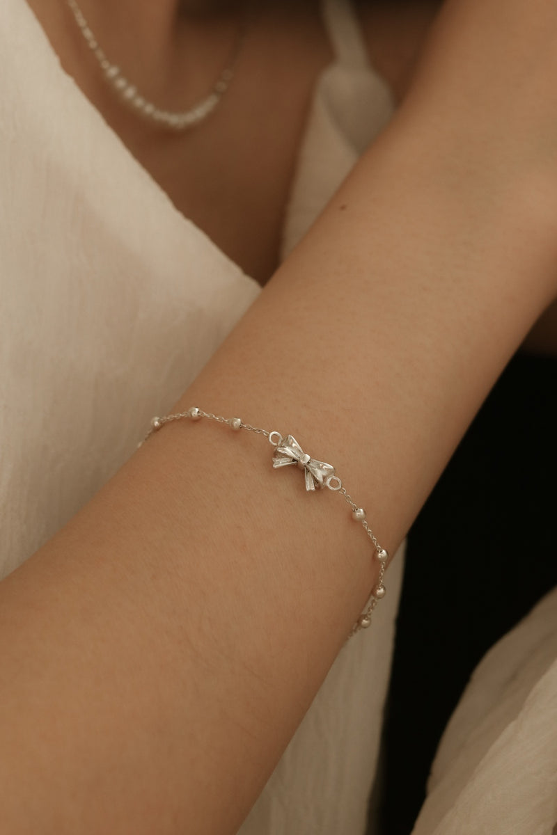 925 Silver Dainty Bow Bracelet