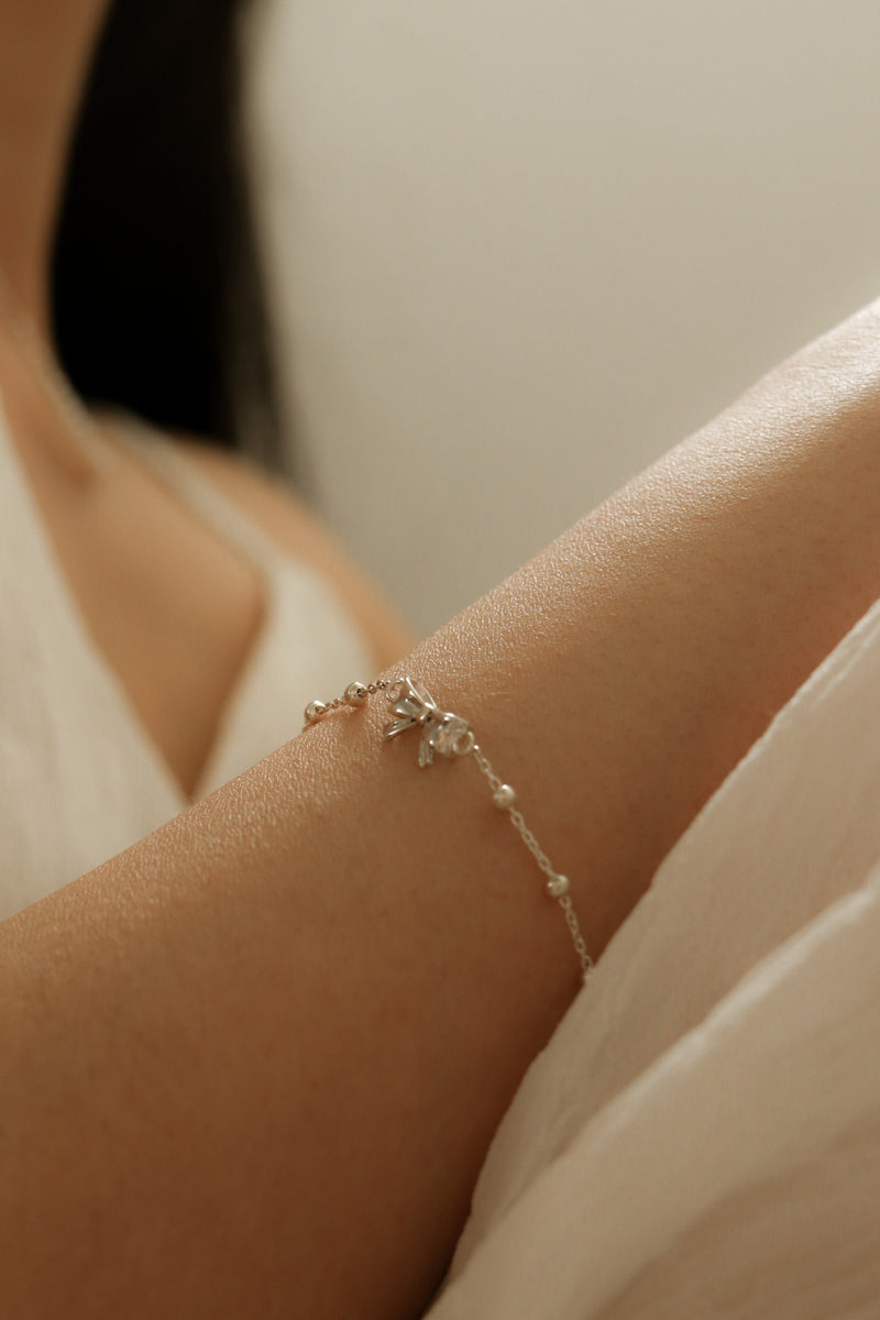 925 Silver Dainty Bow Bracelet