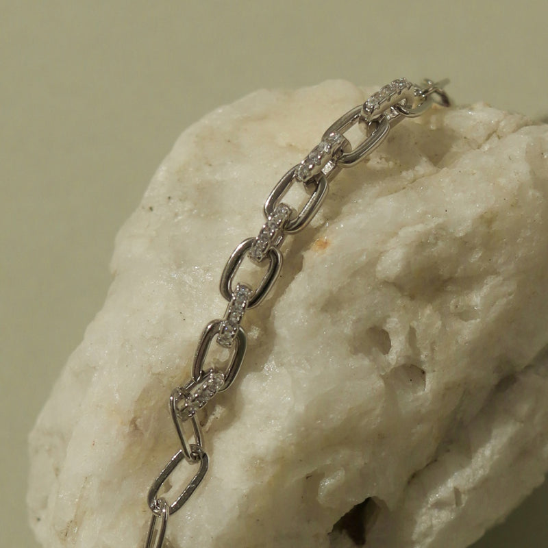 925 Silver Glister Duo Chain Link Bracelet