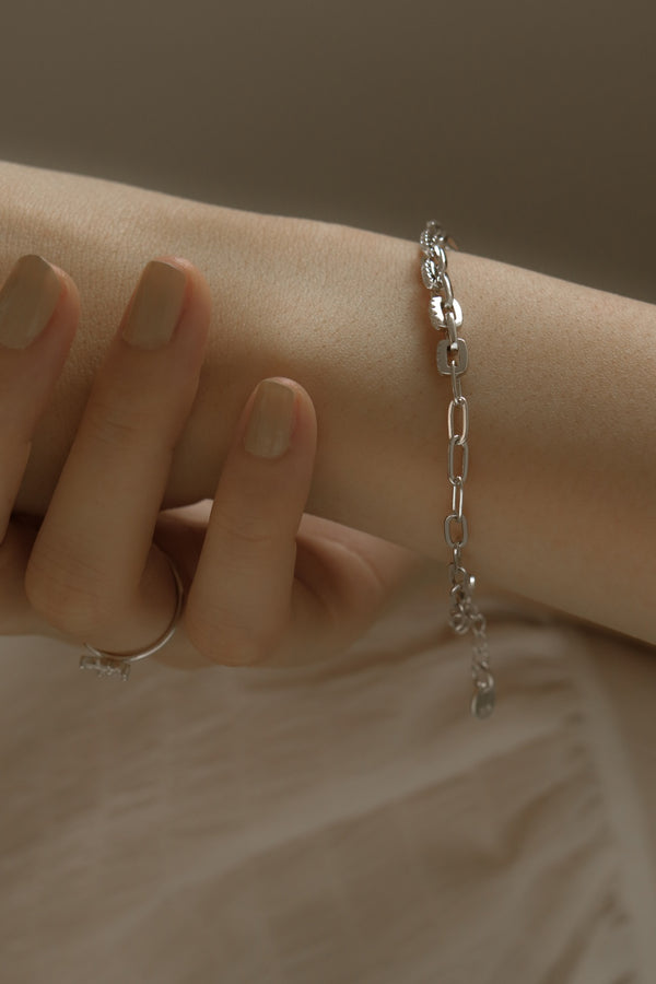 925 Silver Glister Duo Chain Link Bracelet