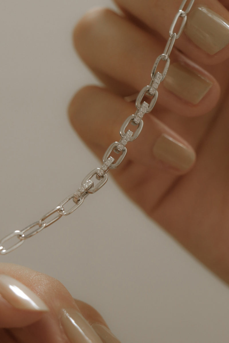 925 Silver Glister Duo Chain Link Bracelet