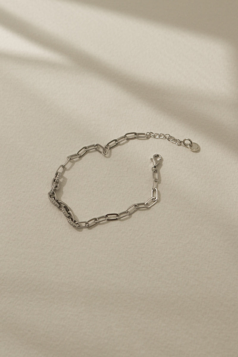 925 Silver Glister Duo Chain Link Bracelet