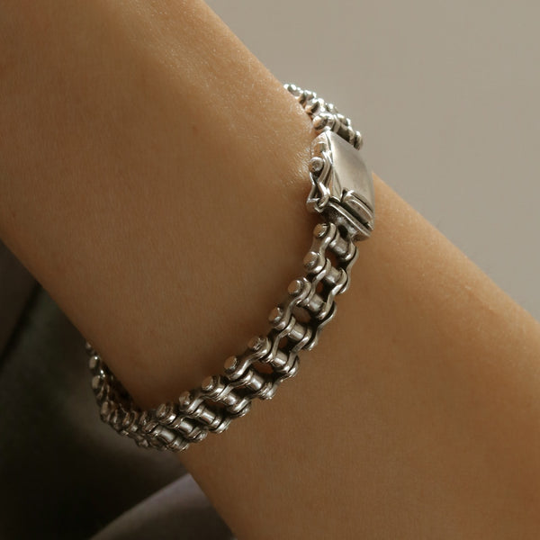 925 Silver Grunge Bike Chain Link Bracelet