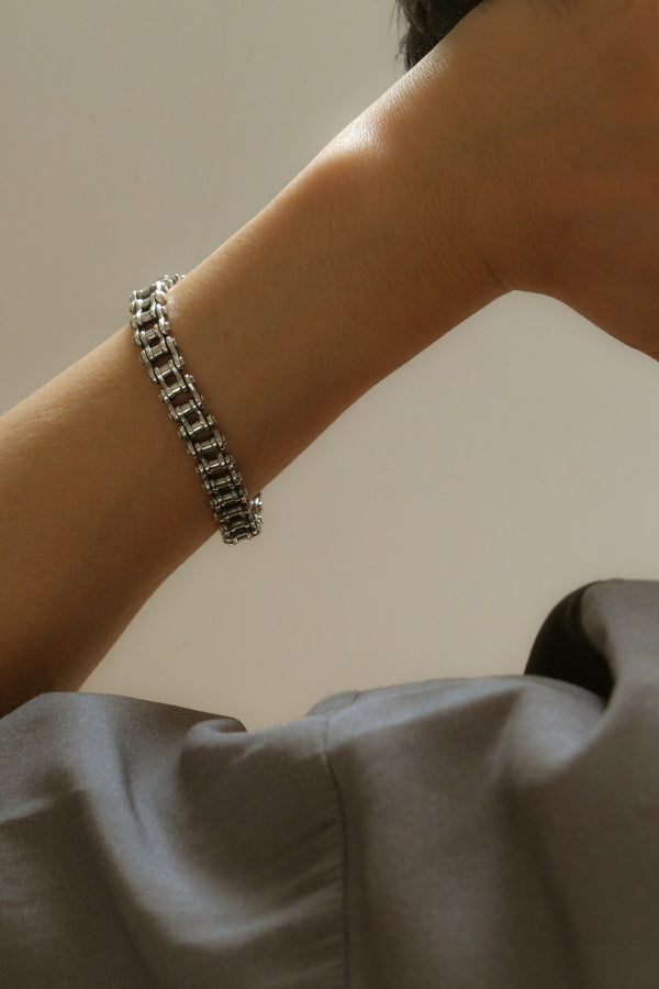 925 Silver Grunge Bike Chain Link Bracelet