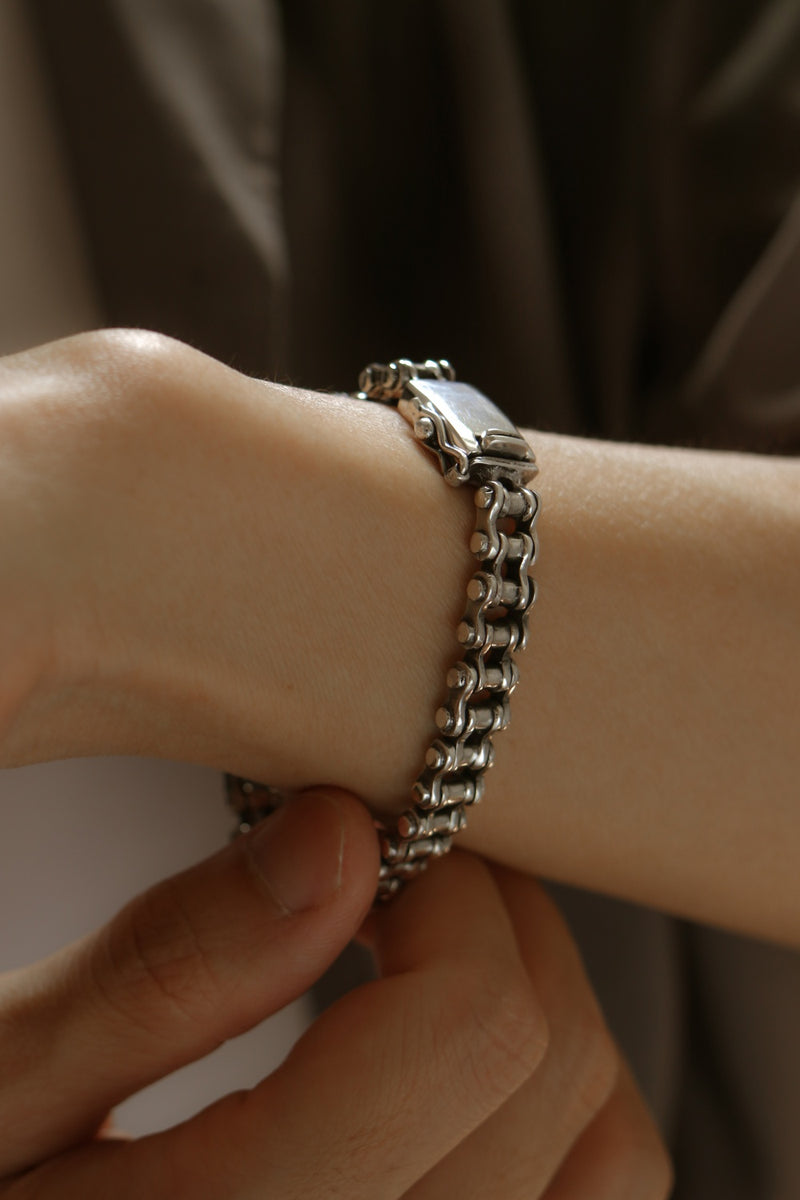 925 Silver Grunge Bike Chain Link Bracelet