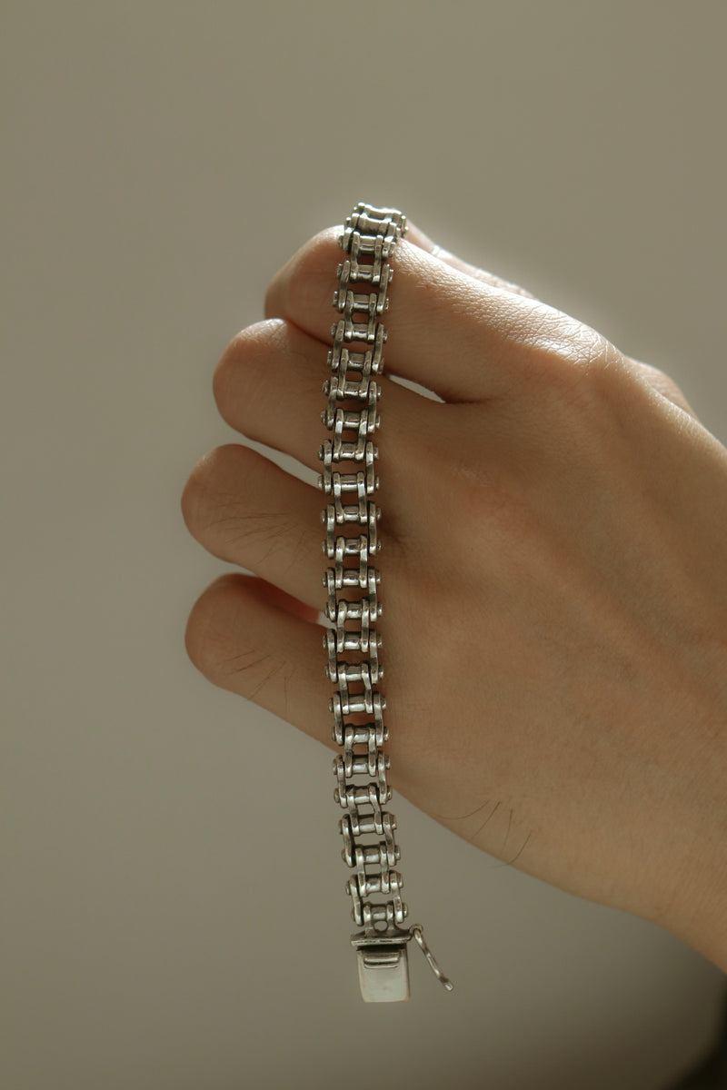 925 Silver Grunge Bike Chain Link Bracelet