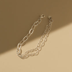 925 Silver Duo Chain Layered Yuri Bracelet