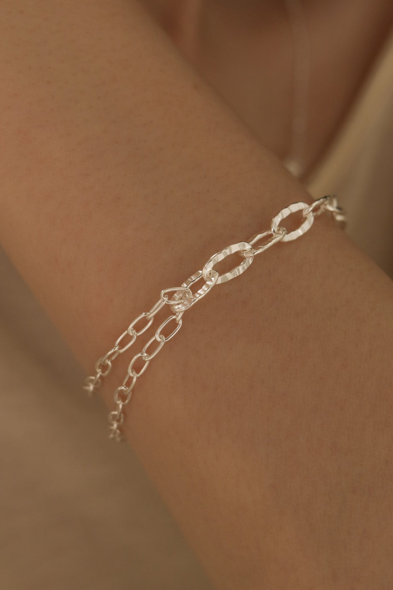 925 Silver Duo Chain Layered Yuri Bracelet