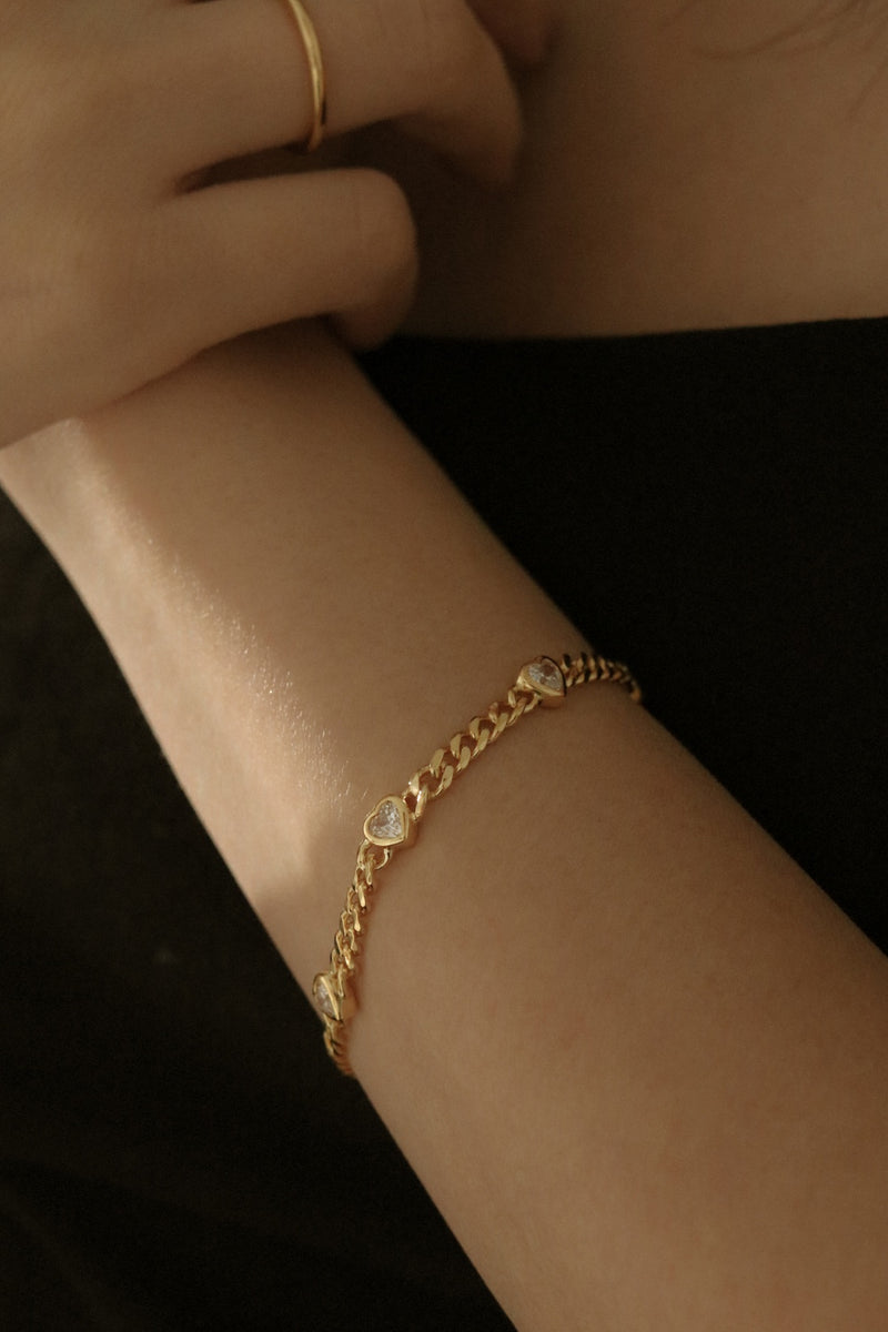 925 Silver Amora Link Bracelet, 14K Yellow Gold Vermeil