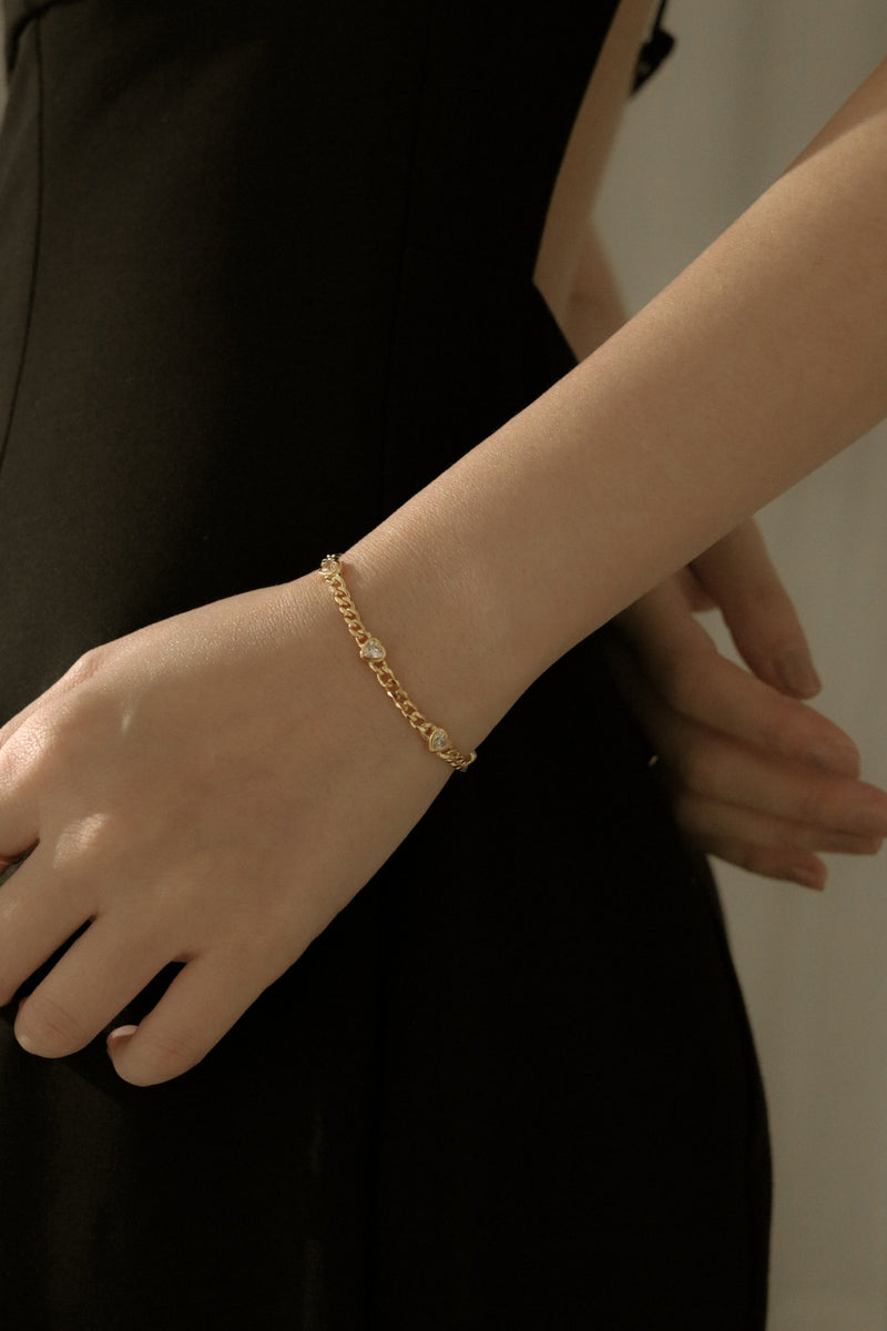 925 Silver Amora Link Bracelet, 14K Yellow Gold Vermeil