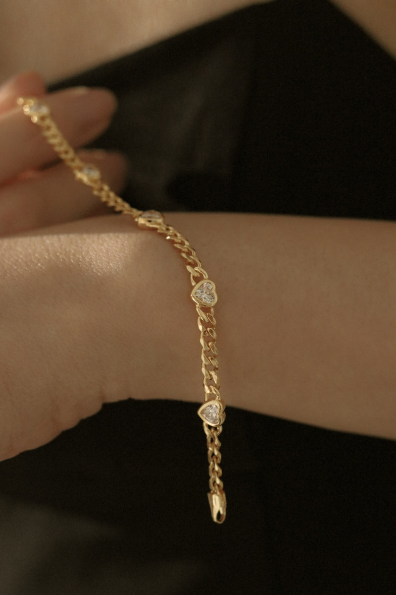 925 Silver Amora Link Bracelet, 14K Yellow Gold Vermeil