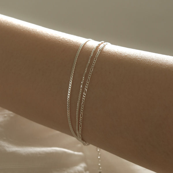 925 Silver Trio Chain Layered Bracelet