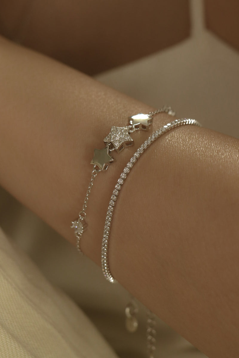 925 Silver Lustre Star Bracelet