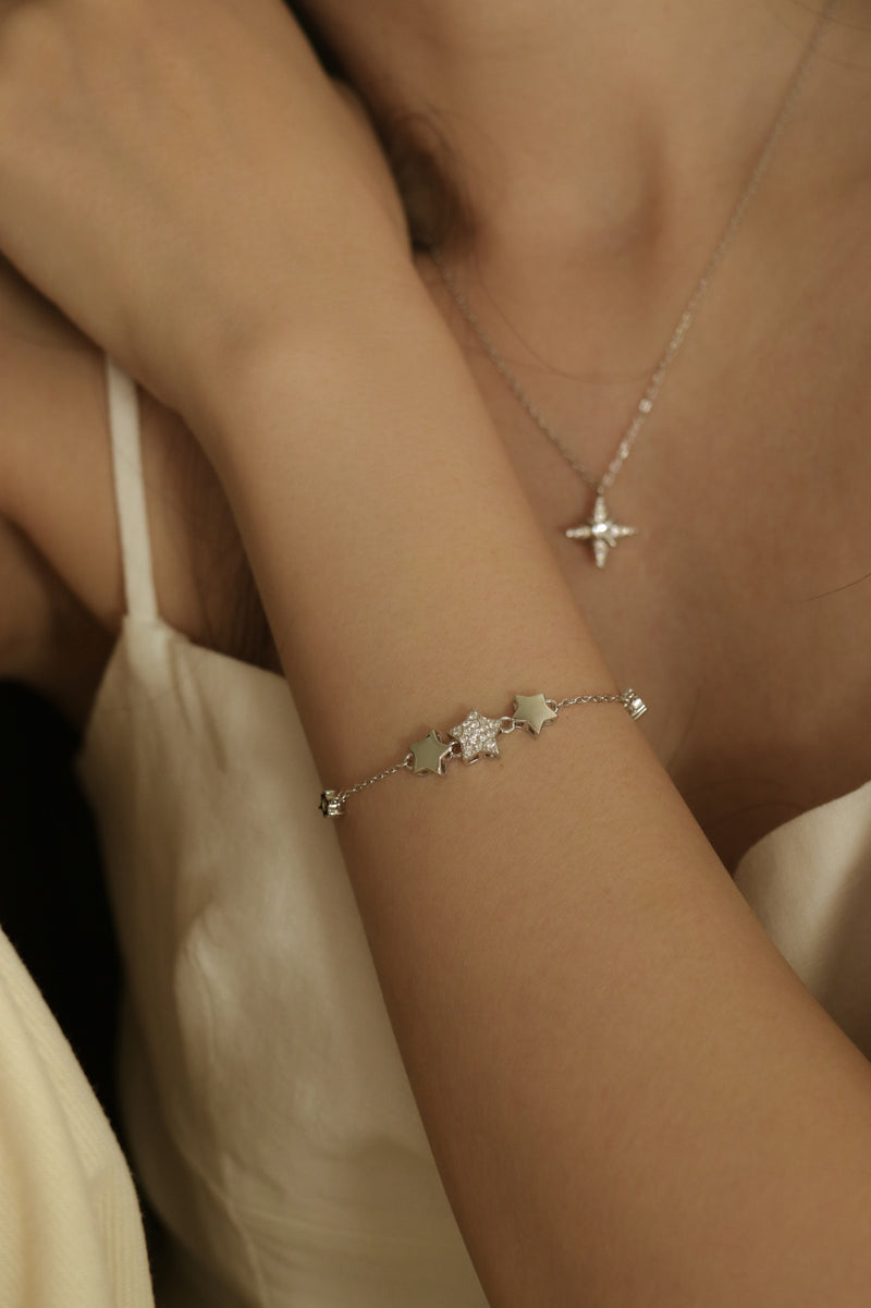 925 Silver Lustre Star Bracelet