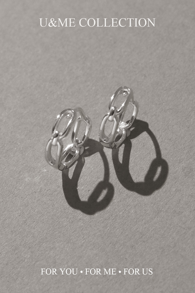 925 Silver Ovale Link Hoop Earrings