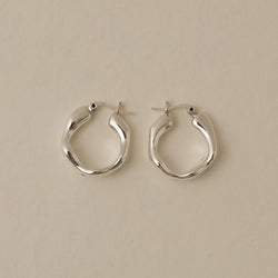 925 Silver Freeform Hoop Earrings