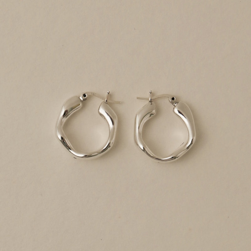 925 Silver Freeform Hoop Earrings