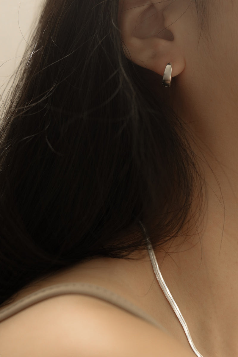 925 Silver Minimalist Sleek Huggie Earrings