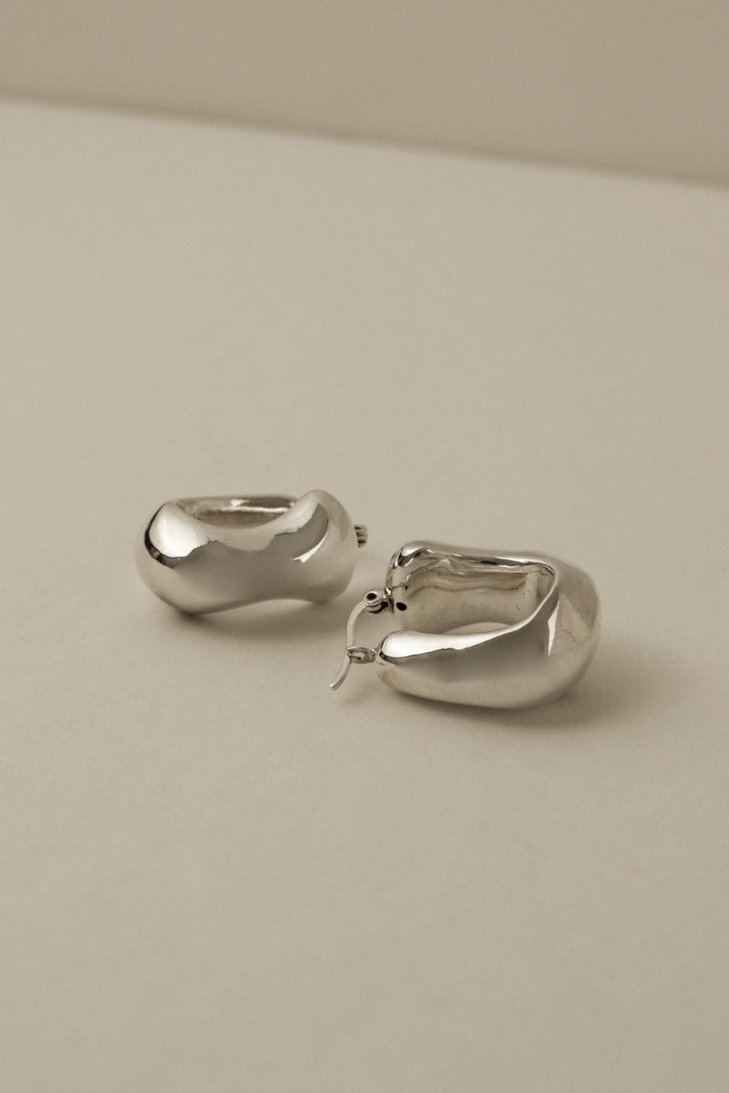 925 Silver Abstract Puffy Earrings