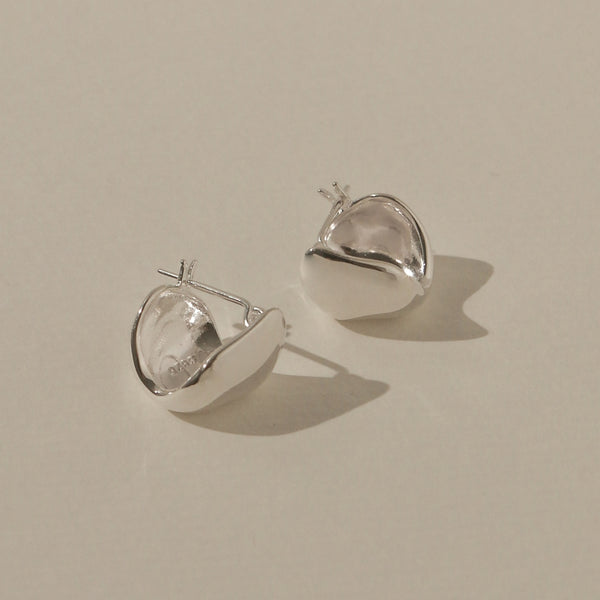 925 Silver Minimalist Abstract Puffy Earrings