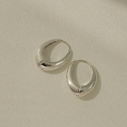 925 Silver Minimalist Oval Hoop Earrings