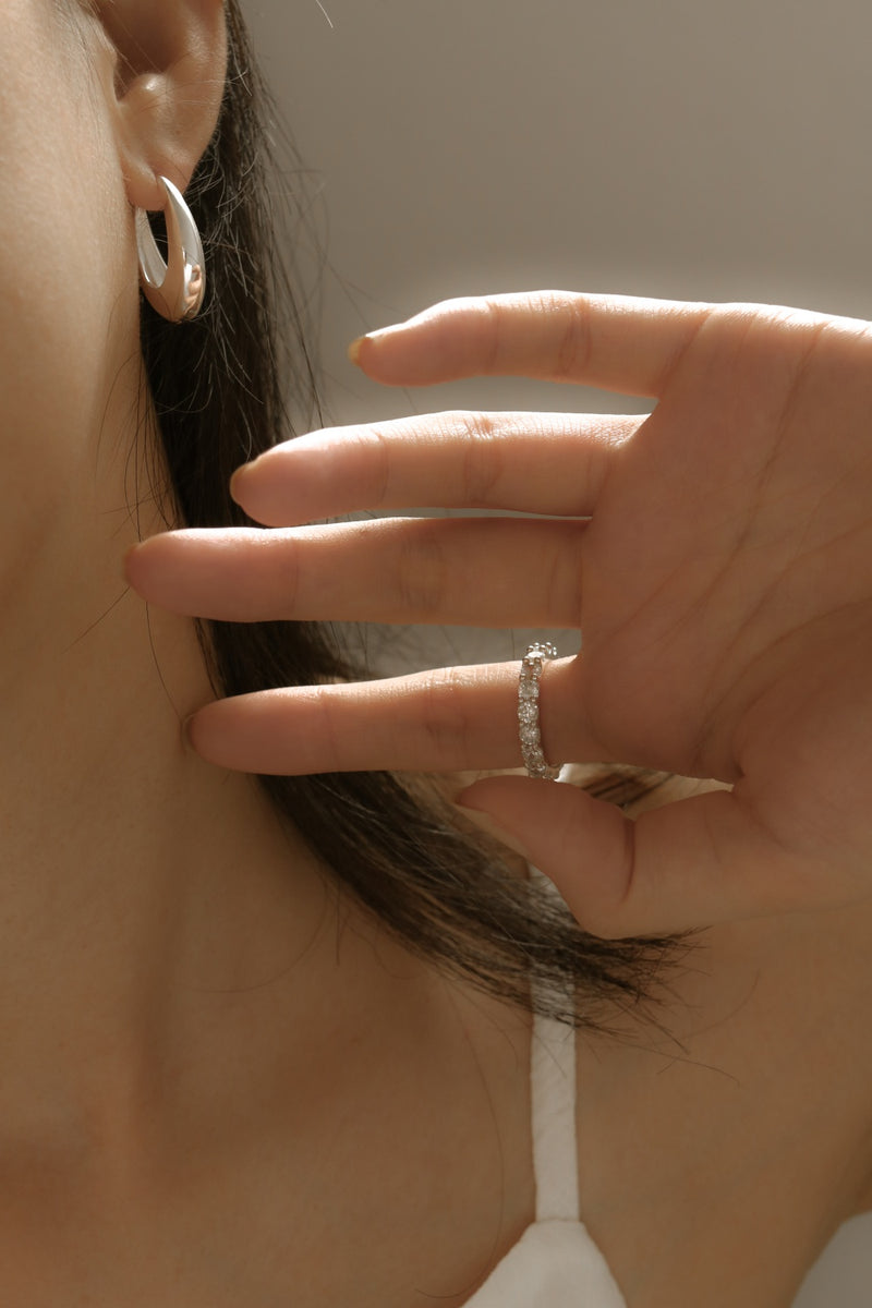 925 Silver Minimalist Oval Hoop Earrings