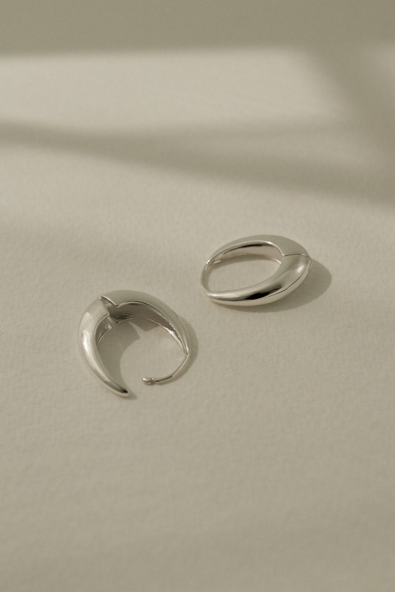 925 Silver Minimalist Oval Hoop Earrings