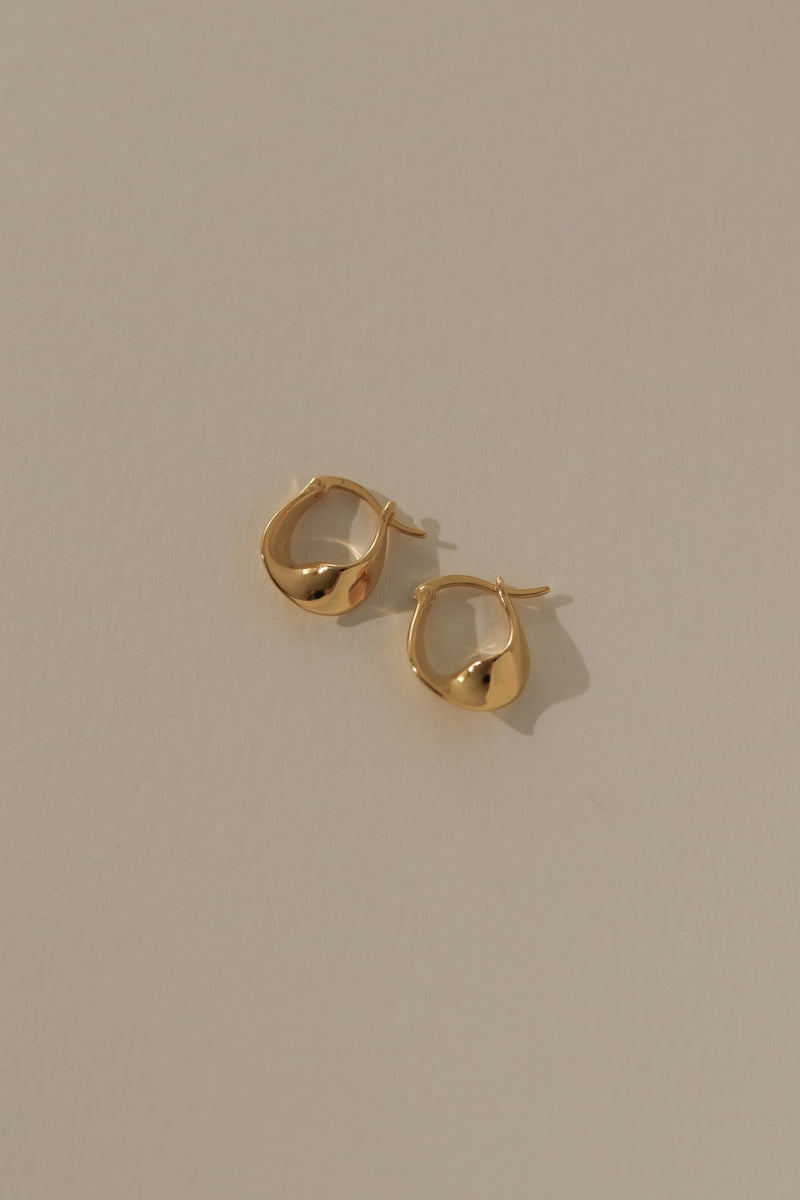 925 Silver Minimalist Curving Earrings, 18K Yellow Gold Plating