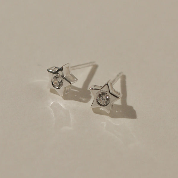 925 Silver Zirconia Star Stud Earrings