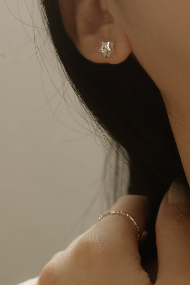 925 Silver Zirconia Star Stud Earrings