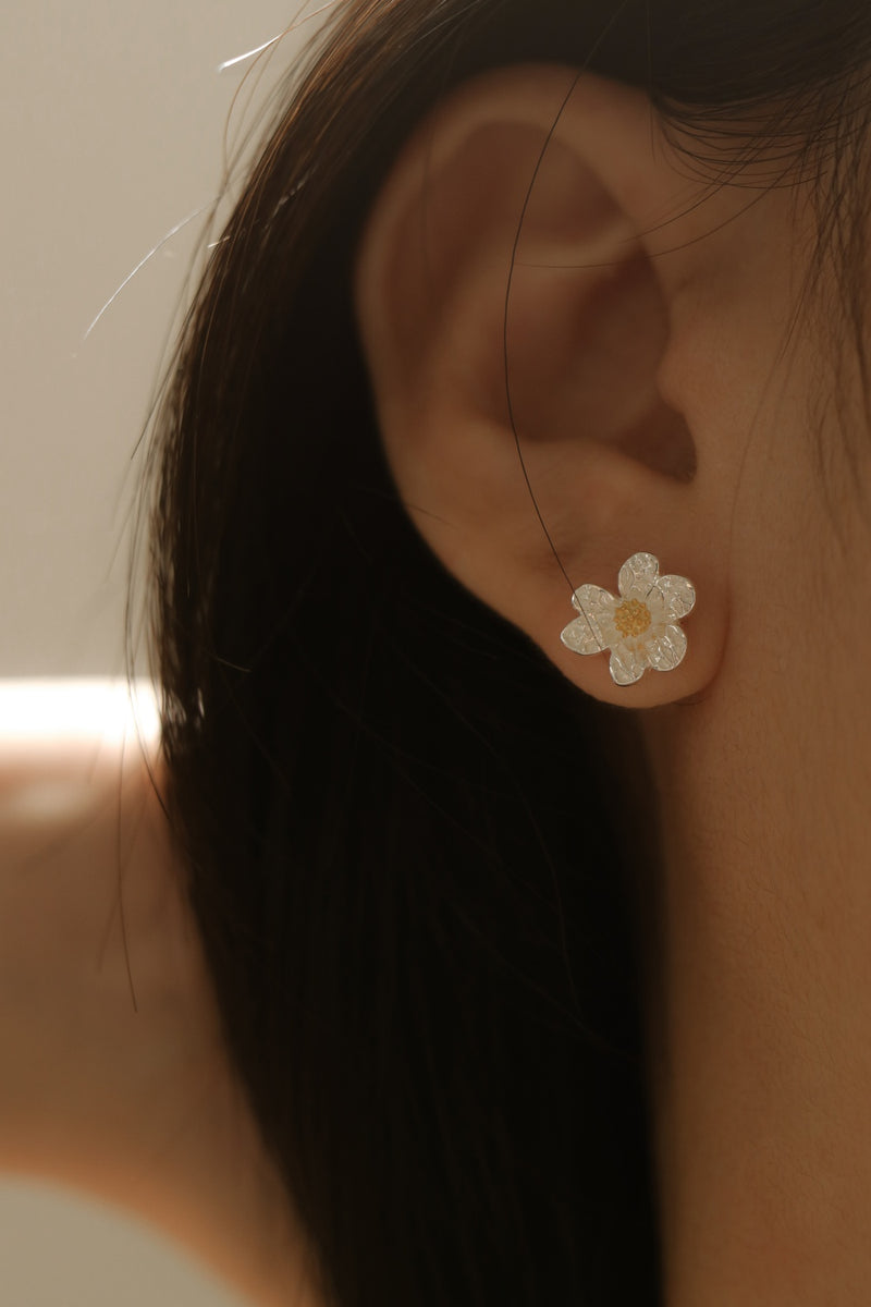 925 Silver Oh My Flower Stud Earrings, 18K Yellow Gold Plating (Centre)