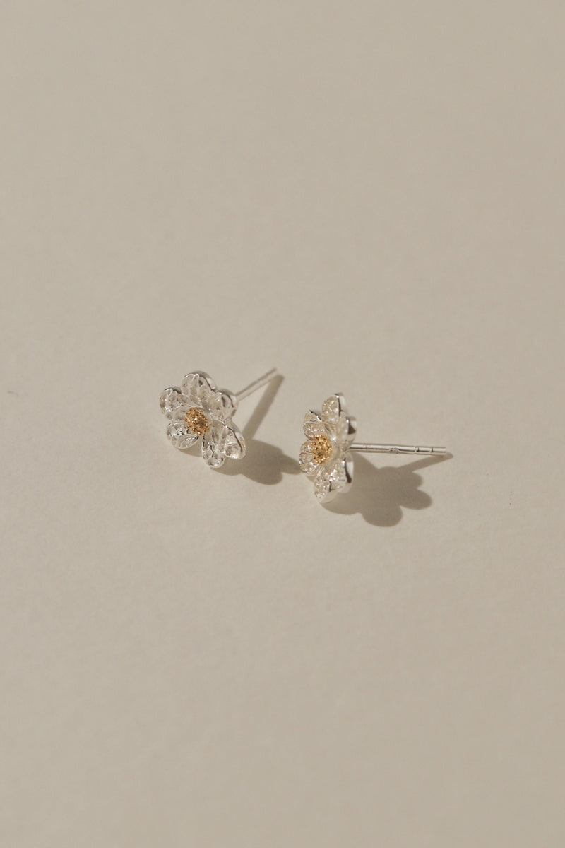 925 Silver Oh My Flower Stud Earrings, 18K Yellow Gold Plating (Centre)
