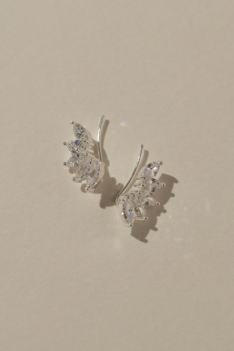 925 Silver Dazzling Spark Ear Crawler Earrings