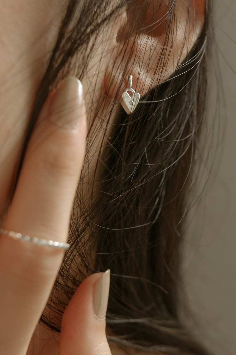 925 Silver Dangly Heart Bling Earrings