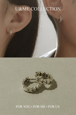 925 Silver Mini Grunge Chain Hoop Earrings