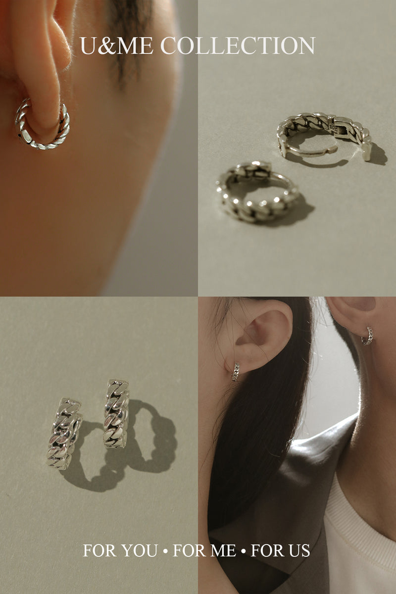 925 Silver Mini Grunge Chain Hoop Earrings