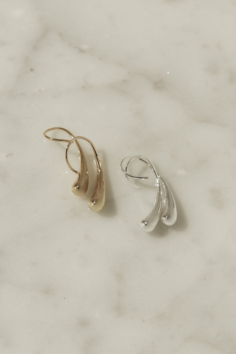 925 Silver Teardrop French Hook Earrings, 18K Yellow Gold Plating